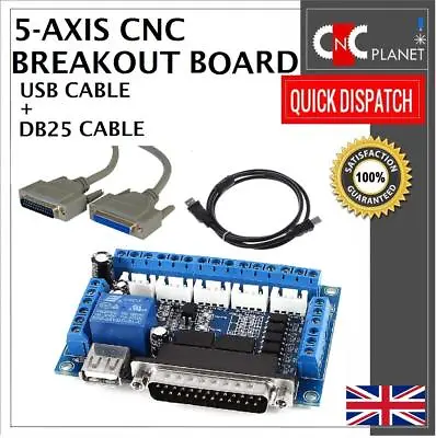 Mach3 Interface CNC 5 Axis Motion Controller Breakout Board Router Mill Plasma  • £16.50