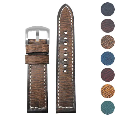 StrapsCo Hand Stitched Vintage Distressed Leather Watch Band Quick Release Strap • $24.99