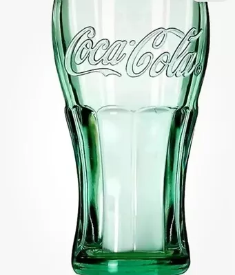 4 X Coca Cola Traditional Glasses 20oz Brand New Green Tint Home Bar Collectable • £15