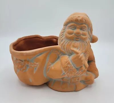 Vintage Whitewashed Terracotta Santa Claus Planter Pot - 5.5  X 6.75  - Taiwan • $19.99