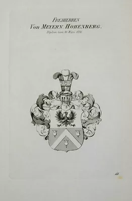 1868 Coat Of Arms Of Meyern-Hohenberg Copper Engraving Tyroff • $30.87