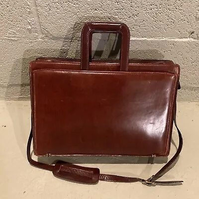 Vtg Brown/burgundy Leather Canterbury Mullholland Bros. Retro Briefcase • $90