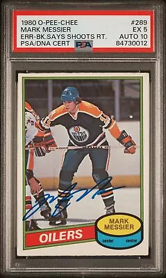 Mark Messier 1980 O-Pee-Chee Signed Rookie Card #289 Auto Graded PSA 10 84730012 • $599