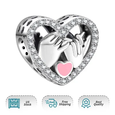 Authentic S925 Charm For Bracelet Pink Promise Heart Women Bracelet Beads Gifts • $17.98