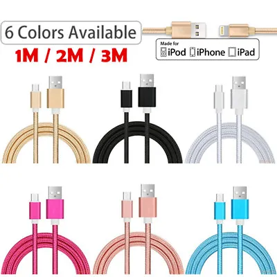 Extra Long USB Data Sync Charger Cable For Apple IPhone 5 SE 6 7 8 Plus X XS Max • £2.45