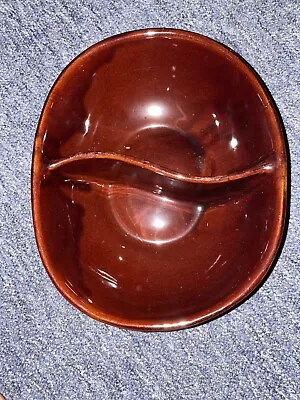 Vintage Marcrest Stoneware Daisy Dot Brown Divided Vegetable Serving Bowl Dish • $20