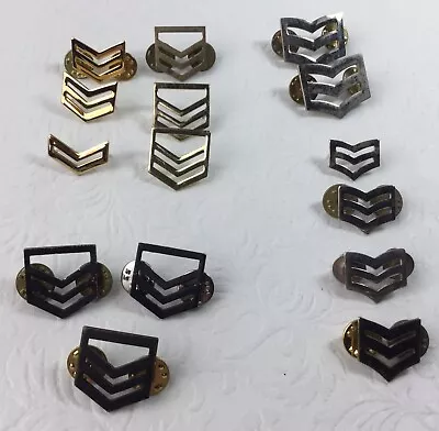 Military Squared Chevron Military Rank Collar Hat Pin Black & Gold Tone Lot • $19.99