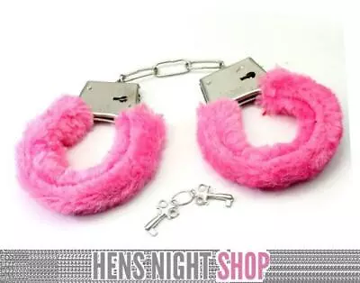 Bachelorette Hens Night Party Bride To Be Pink Fluffy Handcuffs Costume Game • $6.95