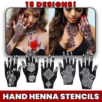Art Template Henna Stencils Hand Mehndi India Lace Body Temporary Tattoo 2pcs • £3.87