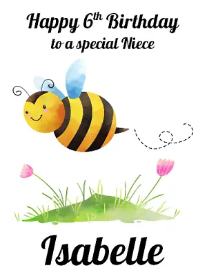 Personalised Greetings Card Birthday Party Relation Animal Bumble Bee Flowers • £1.99