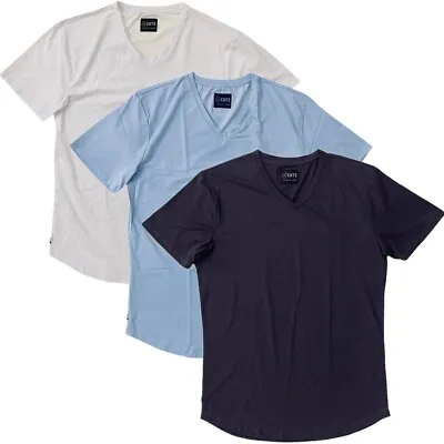 Cuts Clothing Men's Curve Hem V-Neck Signature Fit 4-Way Stretch Tee T-Shirt • $29.99