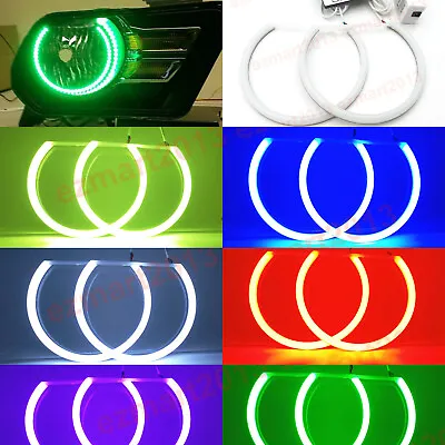 Cotton RGB Halo Rings For Ford Mustang 10-12 Halogen Headlight Bluetooth DRL • $36.79