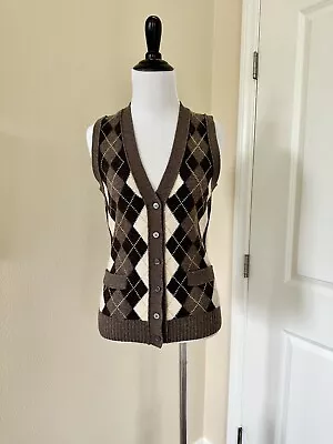 J Crew Women’s Argyle Button Down Wool Vest  Size Small • $23.79