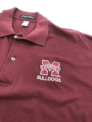 Mississippi State BULLDOGS Maroon Polo Shirt Mens Size L NCAA • $13.50