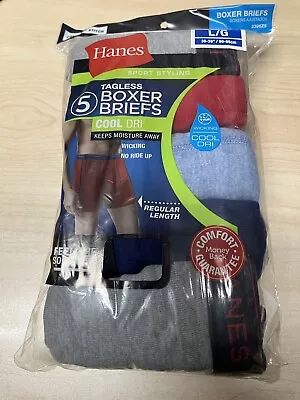 Hanes Boxer Briefs Men's Soft Cool-Dri Sport Styling  Underwear Large 5 Pack • $15