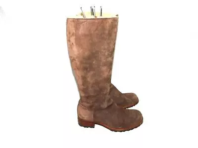 UGG Size 7.5 Brown Broome Tall Shearling Boots Suede Side Zip Knee 5518 EU 38.5 • $44.99