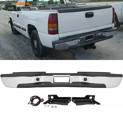 Polished Chrome Rear Bumper W/ License Plate Lights For 1999-07 Silverado 2500HD • $152