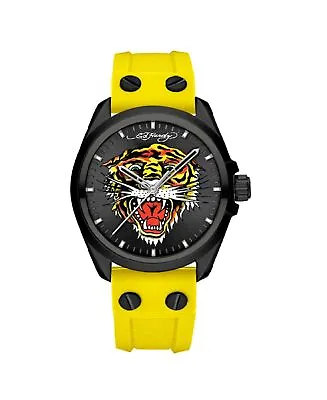 Ed Hardy Men's Matte Yellow Silicone Strap Watch 46mm • $24.99