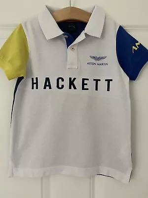 £12 • Buy Aston Martin Boys Hackett Polo Shirt Blue & White Age 5-6 100% Cotton