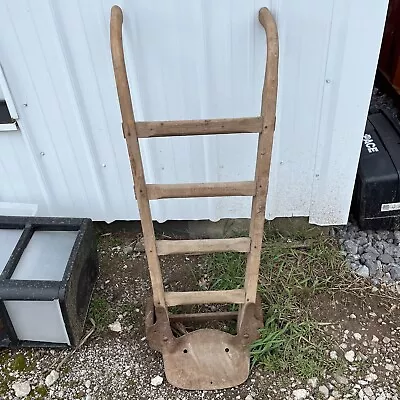 Antique Vintage Hand Cart Dolly Wooden Frame Iron Wheels - 1900s • $250