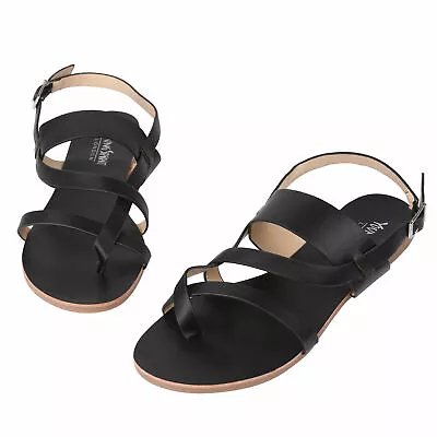 Women's Fashion Summer Strappy Flat Gladiator Sandals Ankle Strap Casual Shoes • $23.70