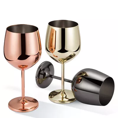 520ml Stainless Steel Champagne Cup Cocktail Glass Metal Red Wine Glass Goblet • $15.66