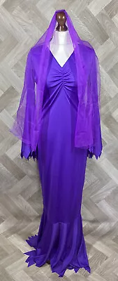 Ladies Purple Vamp Vampire Dressing Up Costume With Veil Halloween One Size • £15.32