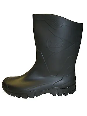 Unisex Dunlop Half Height Wide Leg Wellies Black Sizes 4 To 12 • £14.99