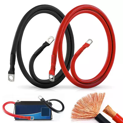 2AWG 2  Gauge Battery Cable Set With 3/8  Lugs Battery Power Inverter Cable Car⋩ • $30.87