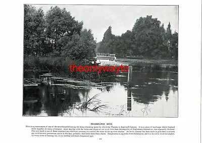 Pangbourne Weir & Magdalen College-Cloisters Book Illustration (Print) C1897 • £19.97
