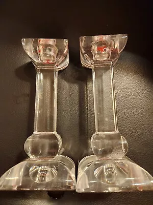 Villeroy & Boch Crystal Column Pedestal Candle Holders 6   Set Of 2 • $28