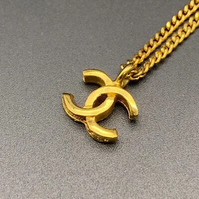 CHANEL 376 COCO Mark Pendant Necklace Gold Color About 39cm Authentic Women Used • £799.94