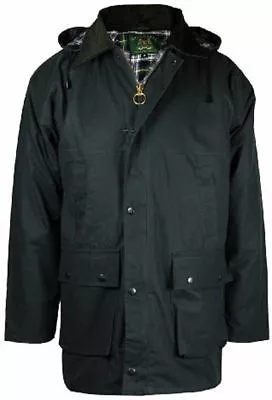 Mens Countryman Padded Cotton Wax Hooded Hunting Fishing Farming Jacket Top Coat • £29.95