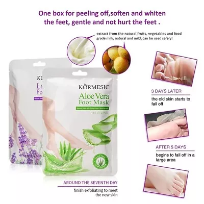 2 Pack Exfoliating Peel Foot Mask  Removes Dead Skin Callus Aloe Vera Lavender • £8.45