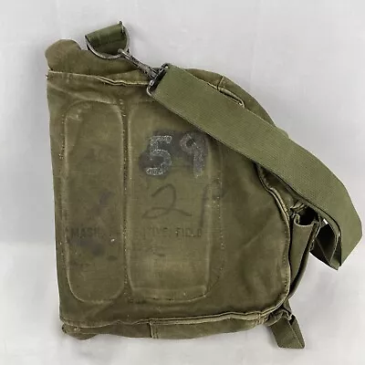 Vintage US Military M17A1 Gas Mask Protective Field Bag Canvas Drab Green • $40