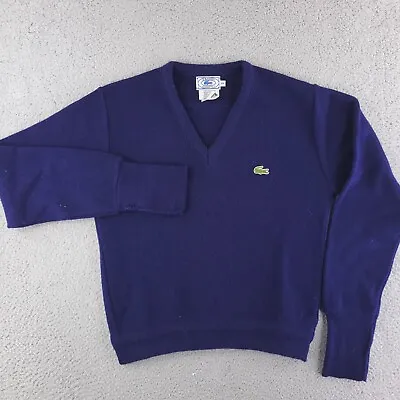 Vintage Izod Lacoste Mens Small 100% Orlon Knit Sweater Made USA Blue Unisex • $22.95