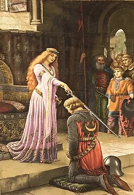 The Accolade Knighting Ceremony Medieval Tapestry Wall Hanging Leighton 29”x42” • $122.51