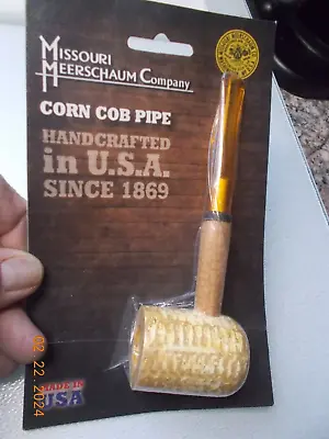 New In Package Missouri Meerschaum Corn Cob Pipe With Straight Stem USA Made • $7.99