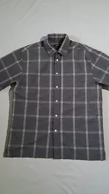 Van Heusen Shirt Short Sleeve Gray Plaid Button Up Size M • $11.70