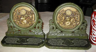 Antique W.w. I Judd Bpoe Masonic Elk Clock Antler Deer Horn Cast Iron Bookends • $895