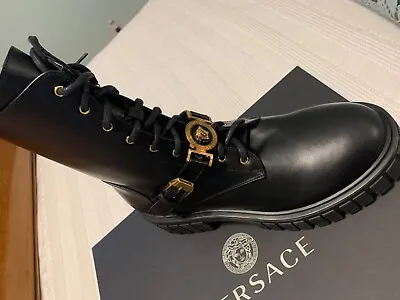 VERSACE Biker Leather Boots Black Size EU40 $1750 • $755