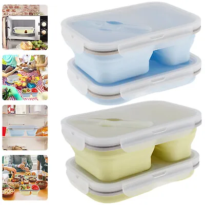 2Pcs Collapsible Food Storage Containers Large Silicone Folding Bowls With Lids· • £19.39