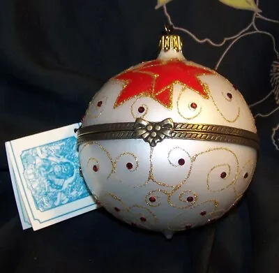 Mostowski Glass Christmas Ornament With Stand-Trinket Ball Ornament-Original Box • $34.99