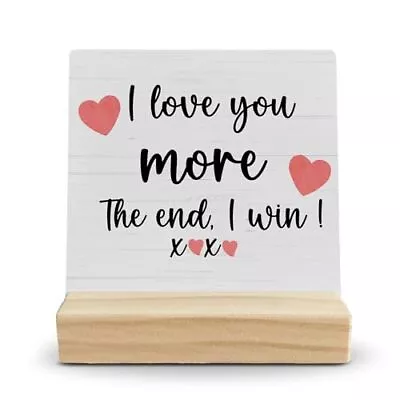 Love Sign Desk Decor Love You More Sign Wood Desk Sign I Love You Gifts For • $17.22