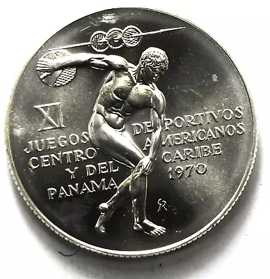 1970 Panama 5 Five Balboas Silver Coin KM# 28 Uncirculated • $34.99