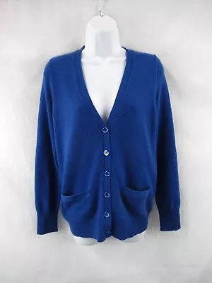 J. Crew Women's 100% Cashmere Royal Blue Buttoned Cardigan Sweater Size S #CK142 • $24.99