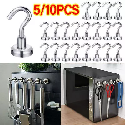 5/10 PCS Strong Magnet Hook Heavy Duty Cruise Magnetic Hooks For Fridge Ceiling • £4.19