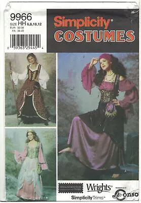$14.99 • Buy Simplicity 9966 Gypsy, Outlander, Princess Renaissance Costume Misses Pattern