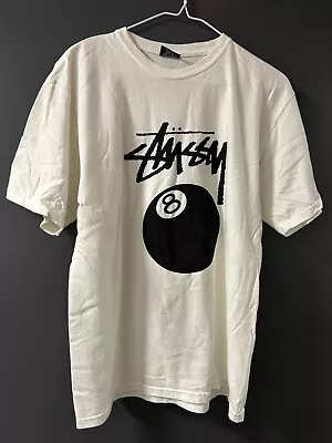 STUSSY 8 Ball T-Shirt White Men's Size MEDIUM NWOT Billiards Mexico • $35