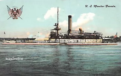 Postcard Military USS Monitor Nevada (BM-8) Port View U.S. Navy C1900 • $9.99